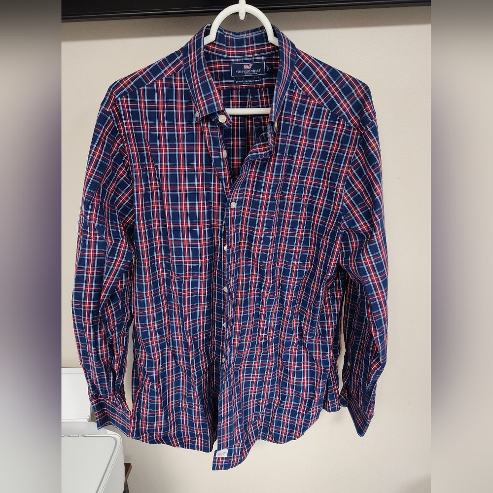 Men's Vineyard Vines Slim Fit Murray Plaid Shirt 100% Cotton - Size Large-  EUC - Picture 2 of 4